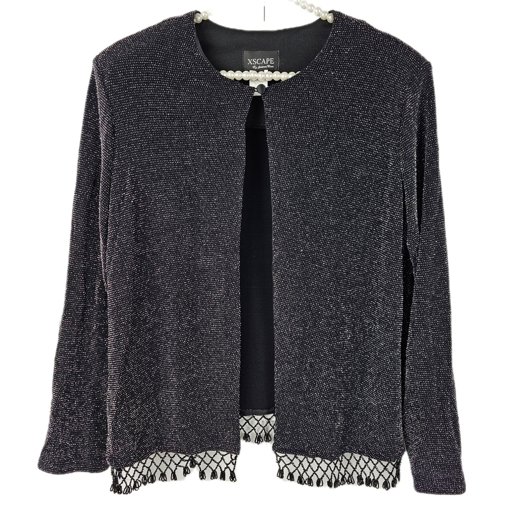 XSCAPE by Joanna Chen Black and Silver Metallic Jacket